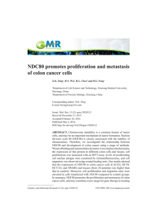 NDC80 promotes proliferation and metastasis of colon cancer cells