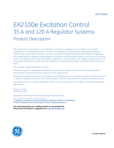 EX2100e Excitation Control 35 A and 120 A Regulator Systems