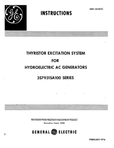 Thyristor Excitation System for Hydroelectric AC Generators