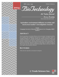 Agriculture environment influence on urban and