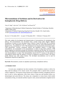 Microemulsions of Sorbitans and its Derivatives for Iontophoretic
