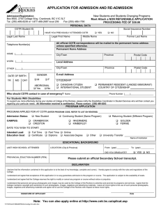 COTR Application Form - College of the Rockies