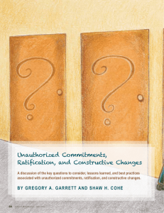 Unauthorized Commitments, Ratification, and Constructive Changes