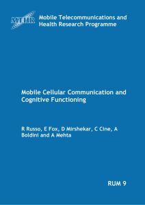 Mobile Cellular Communication and Cognitive Functioning RUM 9