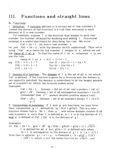 111. Functions and straight lines