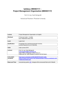 Lecture: Project Management Organisation (in English) Workload: 2