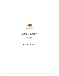QATAR UNIVERSITY POLICY FOR CREDIT HOURS