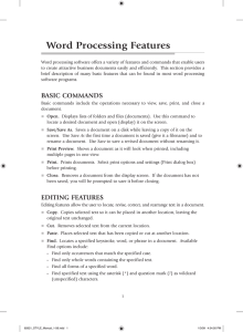 Word Processing Features