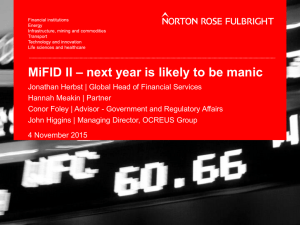 MiFID II – next year is likely to be manic