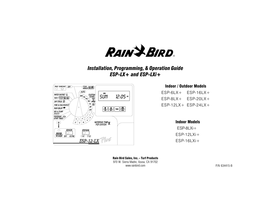 Rainbird Programming Chart