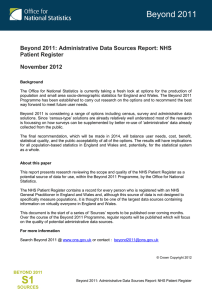 Administrative Data Sources Report: NHS Patient Register