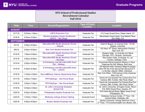 NYU School of Professional Studies Recruitment Calendar Fall 2016