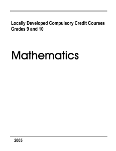 Locally Developed Compulsory Credit Courses Grades