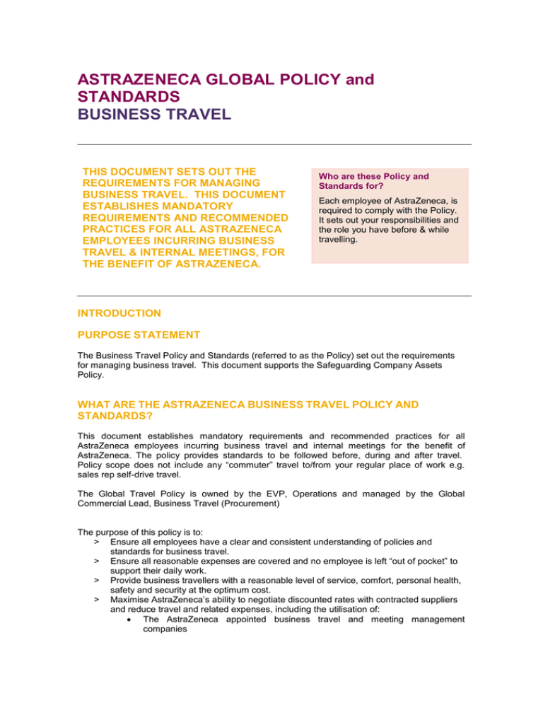 zurich business travel policy wording