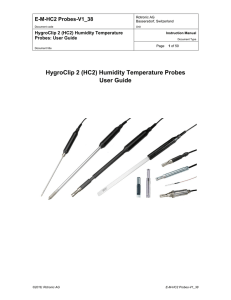 HygroClip 2 (HC2) Humidity Temperature Probes: User Guide