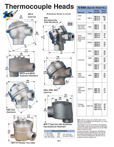 NB, HEPTX and NXT Series : Thermocouple Heads, models NBN