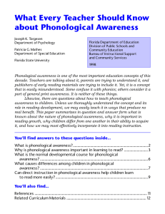 What Every Teacher Should Know about Phonological Awareness