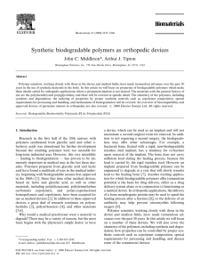 Synthetic biodegradable polymers as orthopedic devices