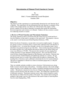 Determination of Filament Work Function in Vacuum