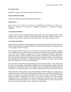 (Last revised: April 27, 2015) Curriculum Title Quantitative Genetics