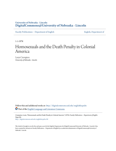 Homosexuals and the Death Penalty in Colonial America