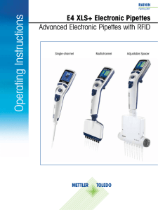 E4 XLS+ Electronic Pipettes Operating Instructions