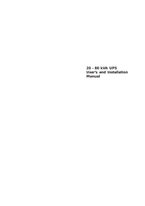 20 - 80 kVA UPS User`s and Installation Manual