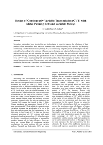 Design of Continuously Variable Transmission (CVT) with Metal