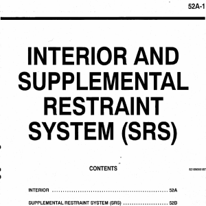 INTERIOR AND SUPPLEMENTAL RESTRAINT SYSTEM (SRS) $