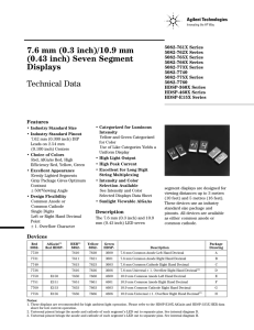 7.6 mm (0.3 inch)/10.9 mm (0.43 inch) Seven Segment Displays