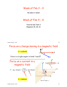 Week of Feb 2 – 4 Week of Feb 9 – 11 Force on a charge moving in