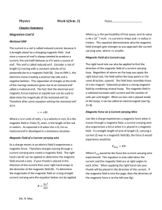 Physics Week 6(Sem. 2) Magnetism Cont`d