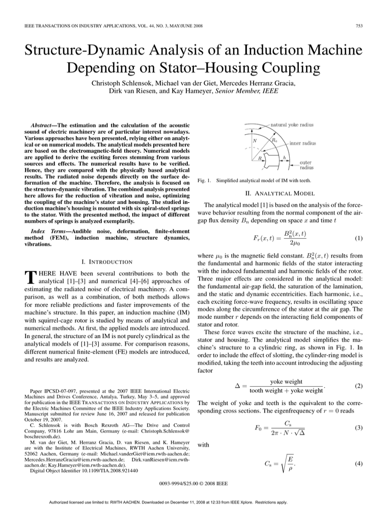Structure-Dynamic Analysis of an Induction Machine Depending on