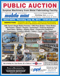 Surplus Machinery from Metal Fabricating Facility