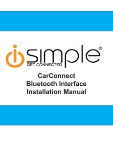 CarConnect Bluetooth Interface Installation Manual