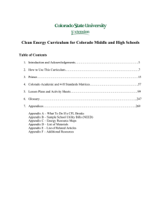 Clean Energy Curriculum for Colorado Middle and High Schools