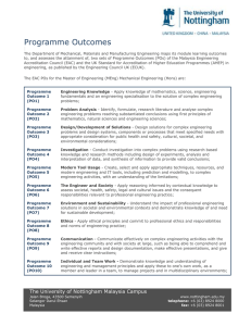 Programme Outcomes - The University of Nottingham Malaysia