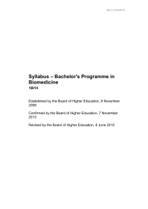 Bachelor`s Programme in Biomedicine