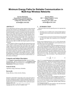 Minimum Energy Paths for Reliable Communication in Multi