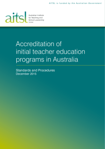2015 Accreditation of Initial Teacher Education Programs in Australia