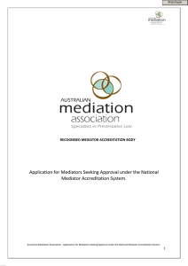 Application for Mediators Seeking Approval under the National