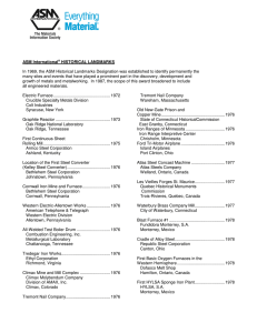 ASM International® HISTORICAL LANDMARKS In 1969, the ASM