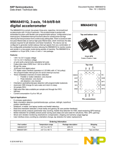 MMA8451Q 3-Axis, 14-bit/8-bit Digital Accelerometer, Data sheet
