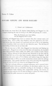 1-!ortcm. N. Co hen RUDYARD KIPUNG AND RIDER HAGGARD I