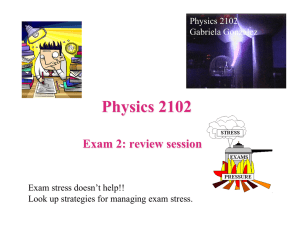 Physics 2102 Gabriela González Exam stress doesn`t help!! Look up