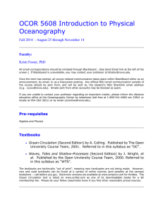 OCOR 5608 Introduction to Physical Oceanography