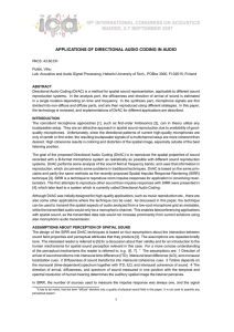 APPLICATIONS OF DIRECTIONAL AUDIO CODING IN AUDIO