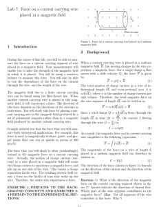 Lab 7: Force on a current carrying wire placed in a magnetic field