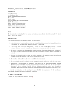 Current, resistance, and Ohm`s law