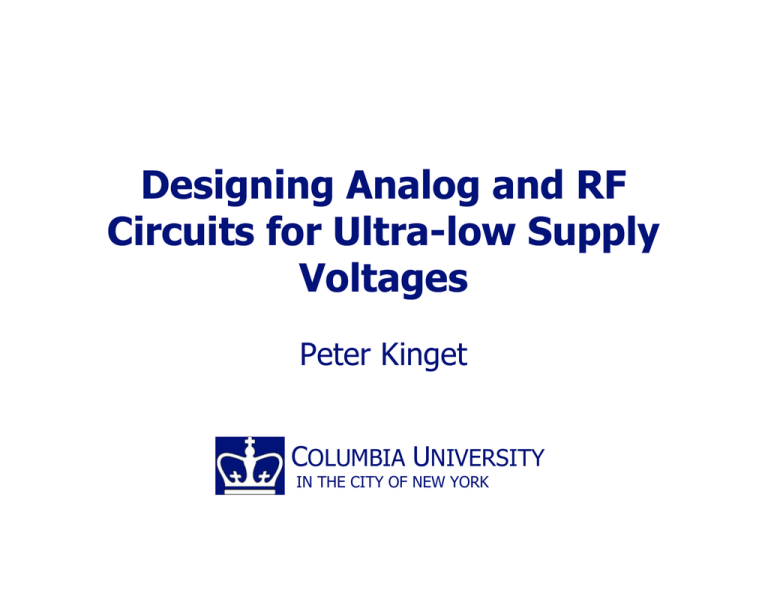 Designing Analog and RF Circuits for Ultra